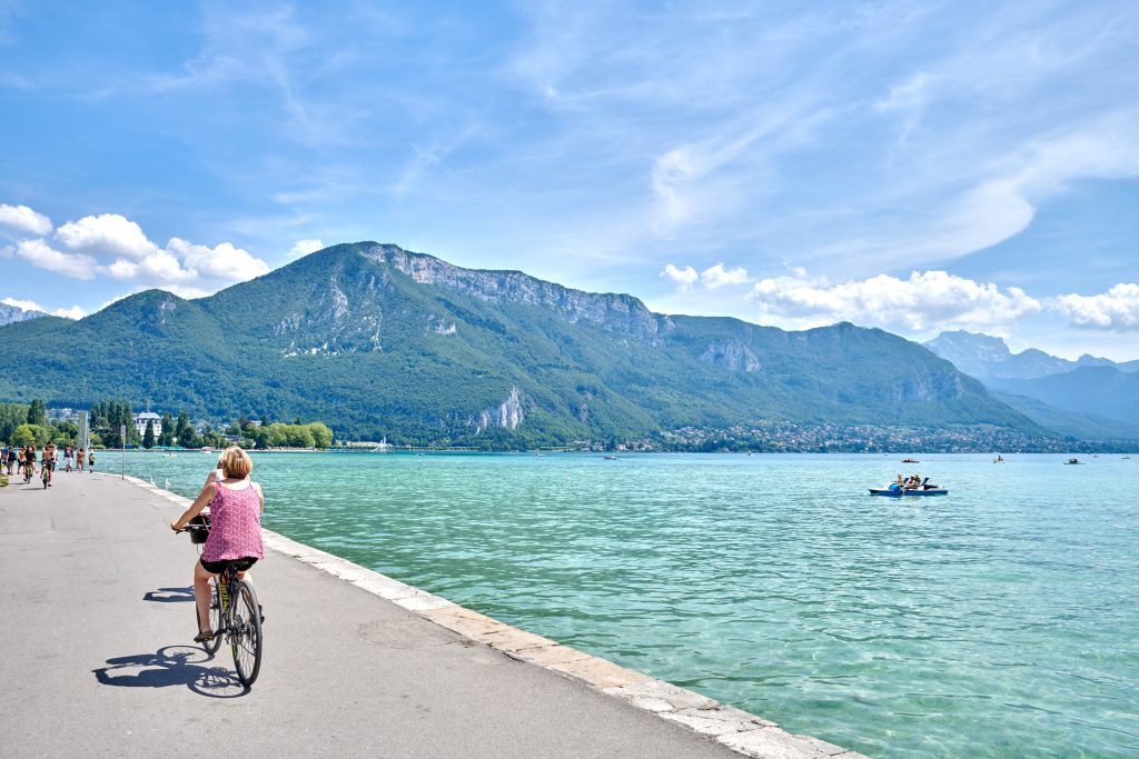 Annecy, France, July, 17, 2019 Lakef Annecy, The city of Annecy, Department of Upper Savoy, France.